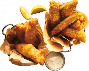 Haddock Dippers and Fried Pickles